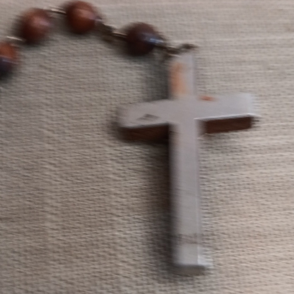 Wood Bead Rosary Neclace Vintage Italy - Picture 4 of 8
